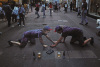 Chalk Drawing 7 - Guy Drawing Himself